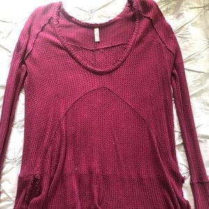 Free People Thermal V Neck Long Sleeve Top